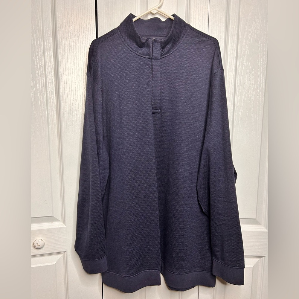 Hart Schaffner Marx Sweater Mens‎ 3XT Blue Herringbone Quarter Zip Pullover